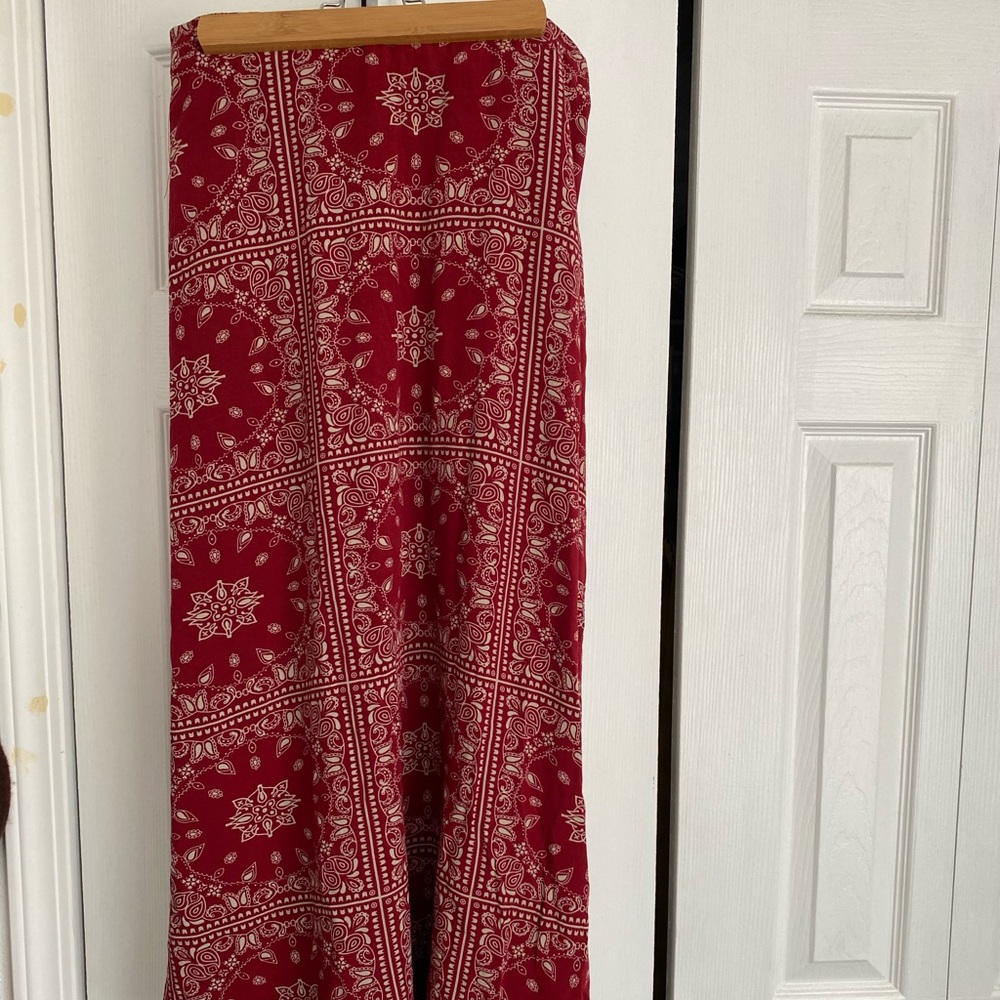 handkerchief print maxi skirt